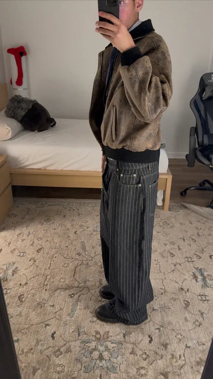 Pinstripe Wide Leg Jeans