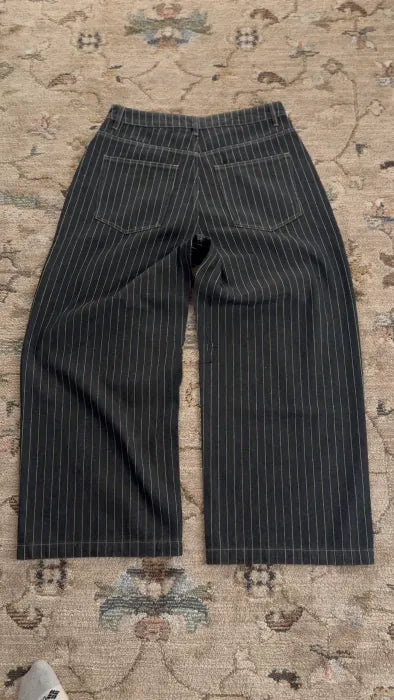 Pinstripe Wide Leg Jeans