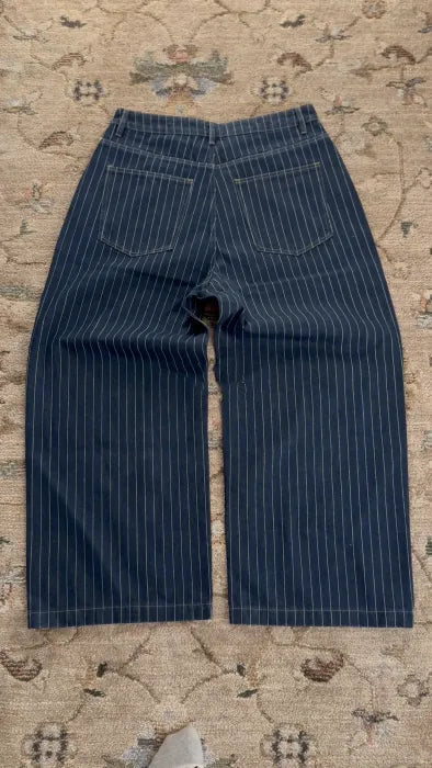 Pinstripe Wide Leg Jeans