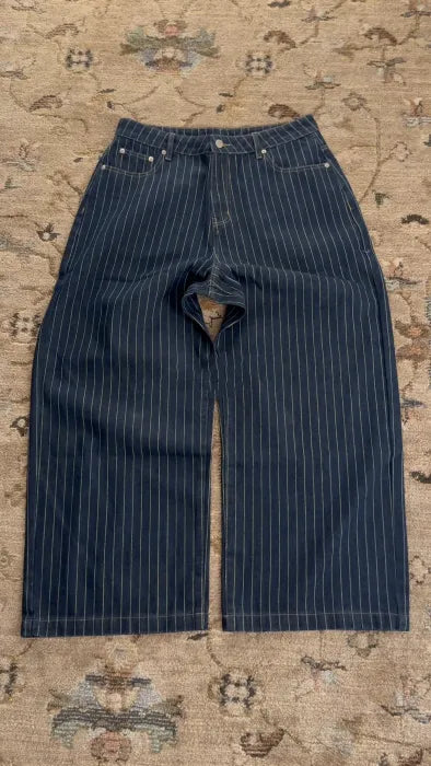 Pinstripe Wide Leg Jeans